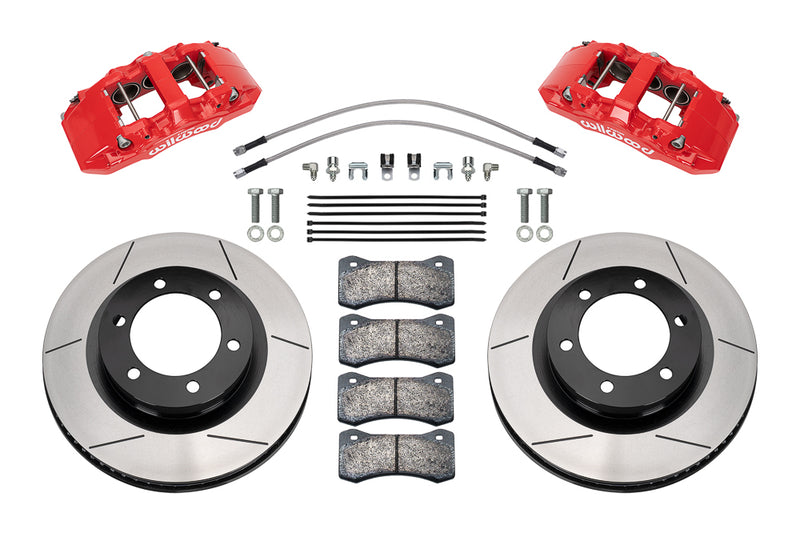 Load image into Gallery viewer, Wilwood Front Brake Vented Rotors w/ Red Calipers Kit AERO6 - DM Direct-Mount - 2021+ Ford Bronco - 140-17512-R