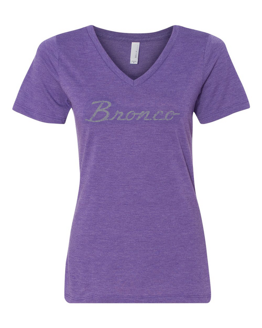 Ladies Ford Bronco Script Premium V-Neck Tee
