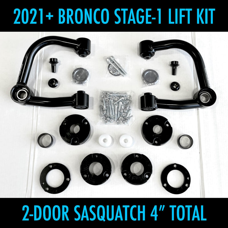 Load image into Gallery viewer, 2021 - 2025 Ford Bronco 4" Maxlider Bros Stage-1 Lift Kit - 2 Door SASQUATCH Package