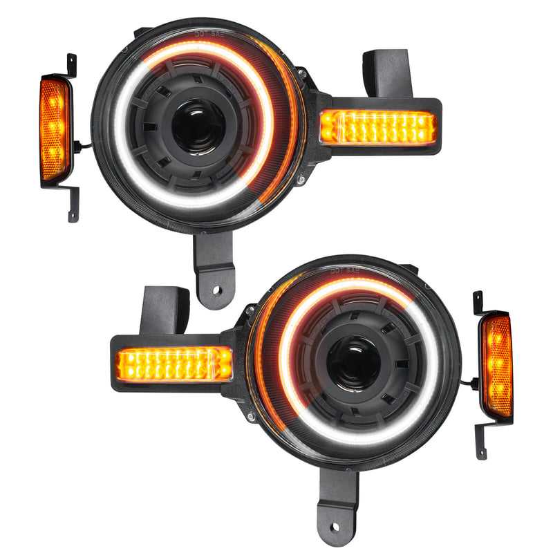 Load image into Gallery viewer, Oculus headlights for Ford Bronco with amber and white DRL
