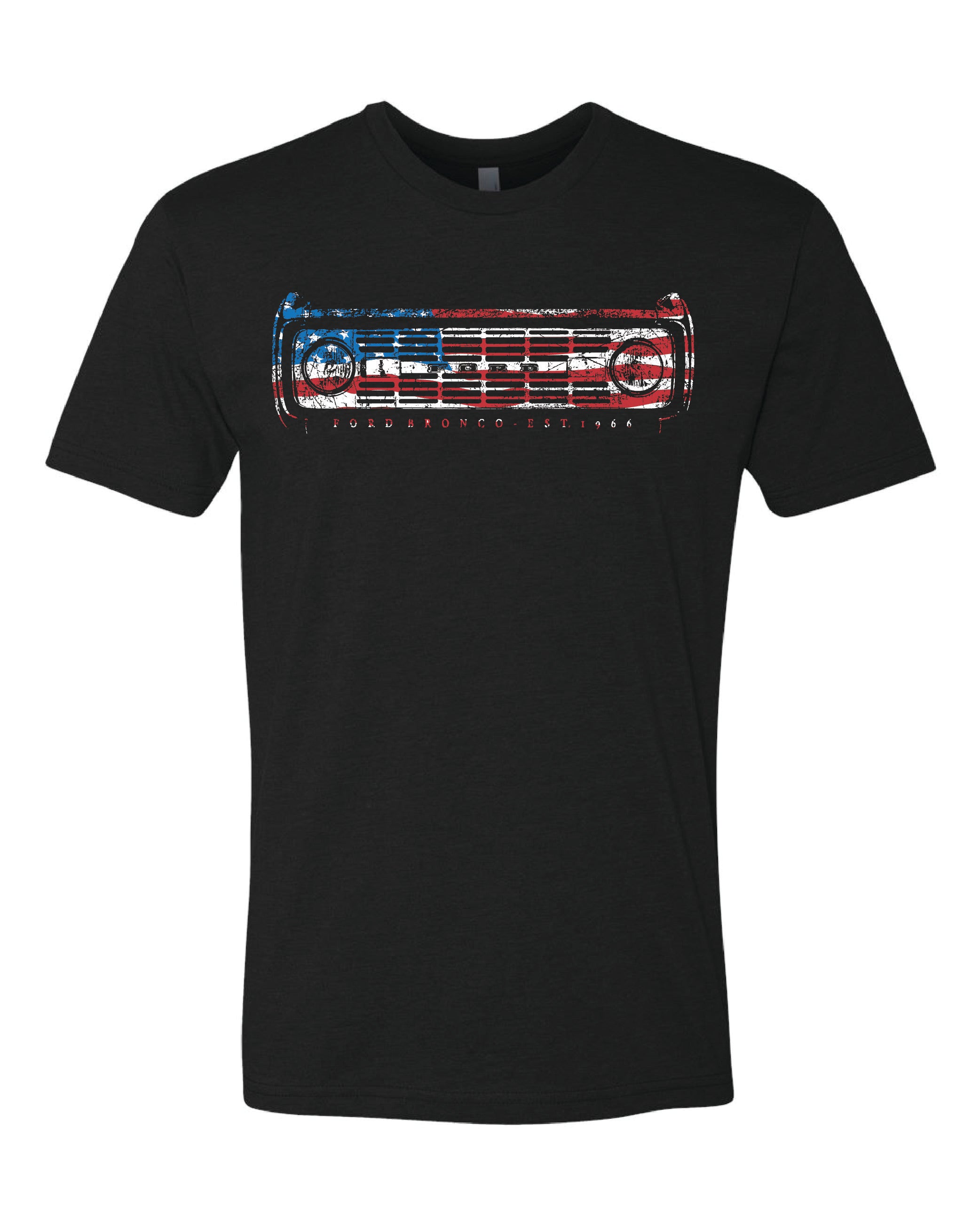 Patriotic Ford Bronco Grille Vintage Wash Premium T-Shirt, Black / Large