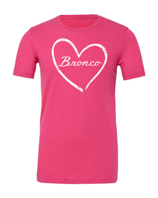 Women's Pink Ford Bronco Script Heart Tee