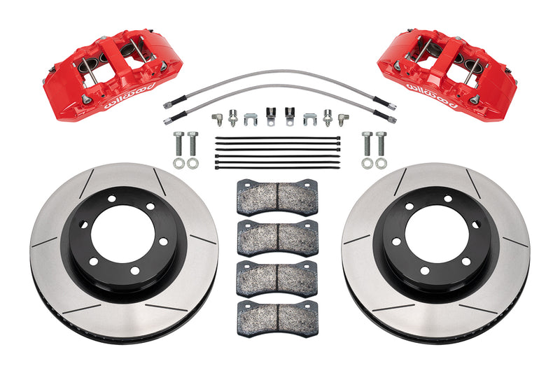 Load image into Gallery viewer, Wilwood Front Brake Vented Rotors w/ Red Calipers Kit AERO6 - DM Direct-Mount - 2021+ Ford Bronco - 140-17512-R
