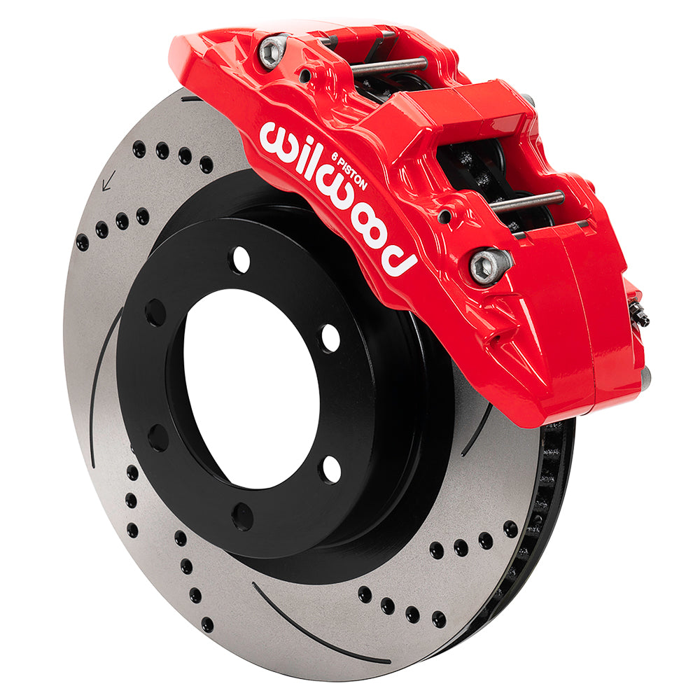 Wilwood Front Brake Kit Drilled Rotors w/ Red Calipers AERO6-DM Direct ...