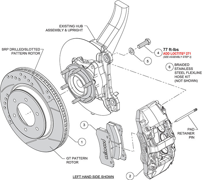 Load image into Gallery viewer, Wilwood Front Brake Vented Rotors w/ Red Calipers Kit AERO6 - DM Direct-Mount - 2021+ Ford Bronco - 140-17512-R
