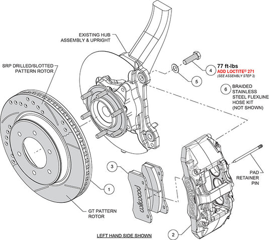 Wilwood Front Brake Kit Drilled Rotors w/ Black Calipers - AERO6 DM-Direct-Mount - 2021+ Ford Bronco - 140-17512-D