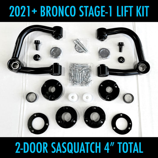 2021 - 2023 Ford Bronco 4" Maxlider Bros Stage-1 Lift Kit - 2 Door SASQUATCH Package