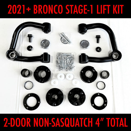 2021 - 2023 Ford Bronco 4" Maxlider Bros Stage-1 Lift Kit - 2 Door NON-SASQUATCH NON-BADLANDS Package