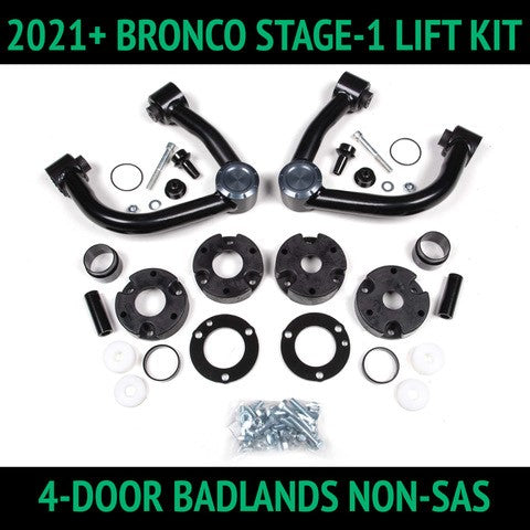 2021 - 2023 Ford Bronco 4" Maxlider Bros Stage-1 Lift Kit - 4 Door Badlands NON-SAS Package