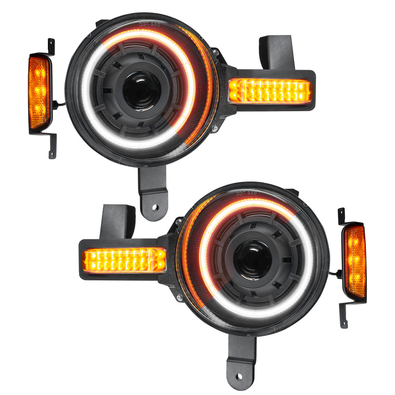 Load image into Gallery viewer, Oculus headlights for Ford Bronco with amber and white DRL
