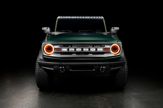 Front view of bronco with oculus turned on - amber DRL